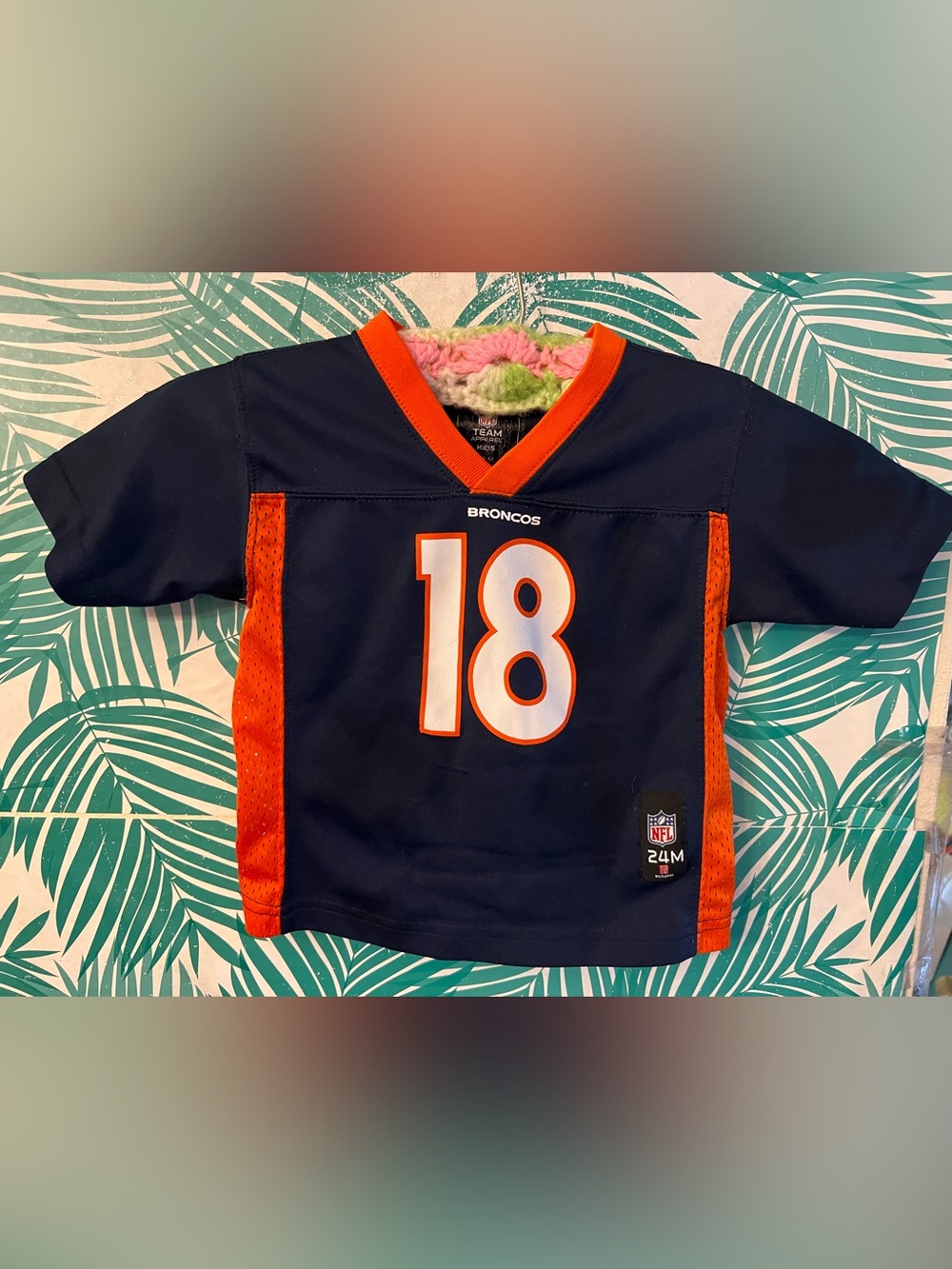 NFL Broncos Toddler Navy & Orange #18 Peyton Manning Football Jersey 24M vintage